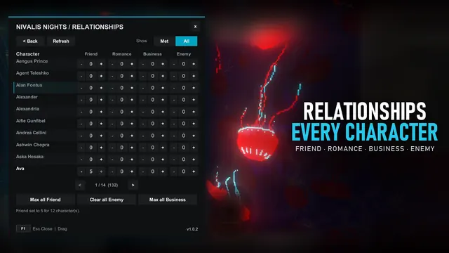 Relationships page of the trainer
